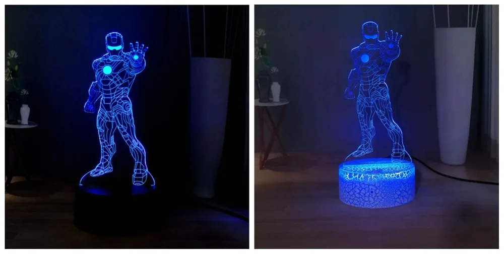 Фигурки Marvel светодиодный ночник RGB7colorful стоящий крутой Железный человек настольная лампа дети кабинет лампа Дети подарок на день рождения праздник