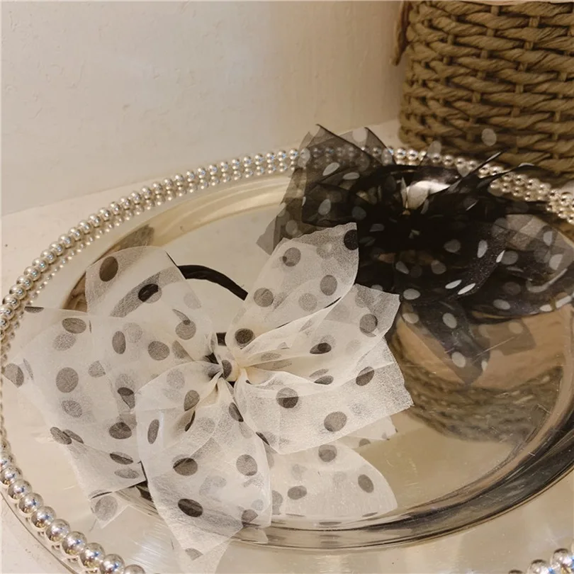 

2021 New Chiffon Bow Dots Hair Bun Hairstyle Hair Stick Women Hair Scrunchies Flower Hair Maker Tools Hair Accessories