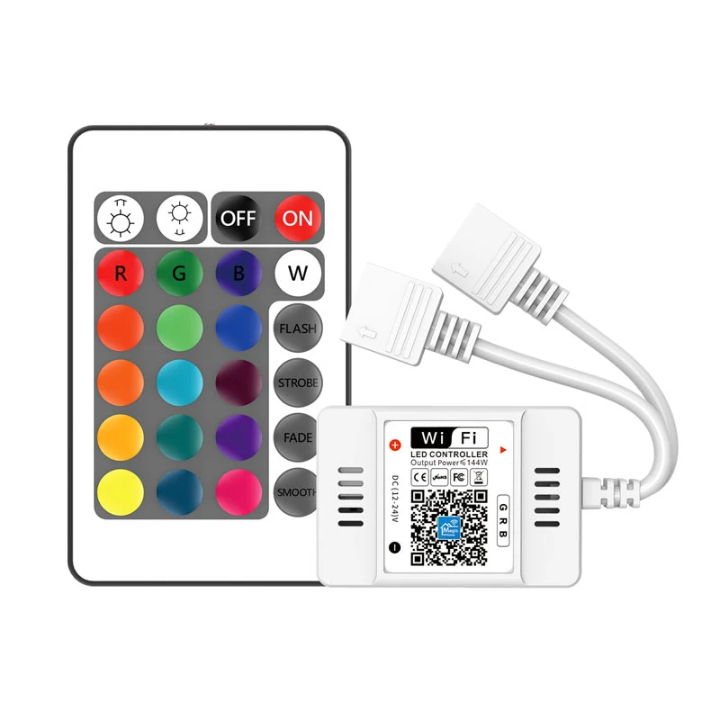 

wifi intelligent light controller 144w DC12-24V 24 key dual load 16 million RGB color adjustment light controller ALexa voice