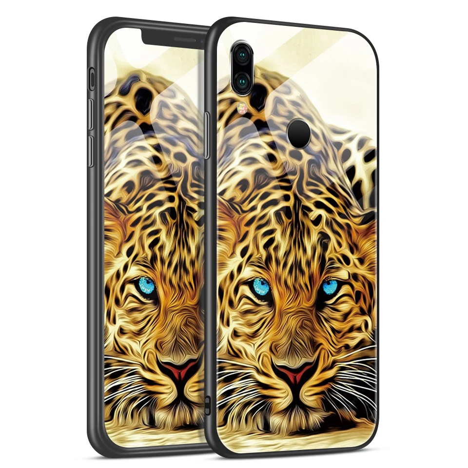 H104 Для Xiaomi Redmi Note 6 звездный узор закаленное стекло чехол для телефона Redmi Note 7 мягкий силиконовый край полная защита жесткий чехол - Цвет: H104