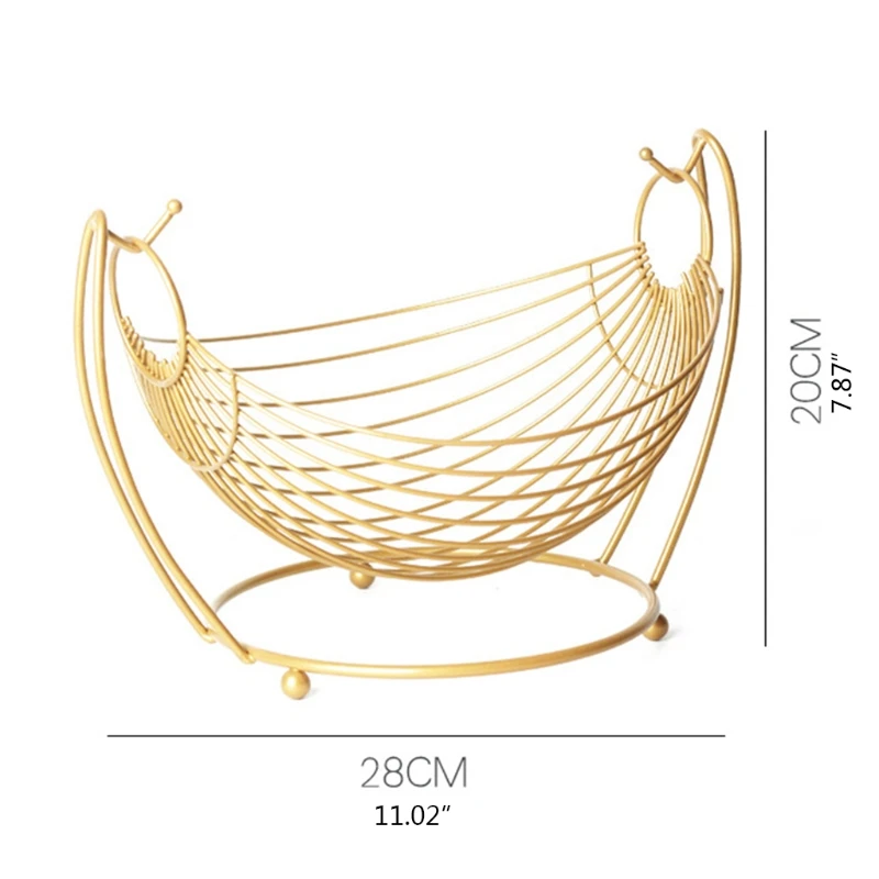 

Creative Hammock Shaped Fruit Vegetable Basket Woven Iron Wire Hollow Desktop Storage Elegant Picnic Tray Drying Food Dishes Mul
