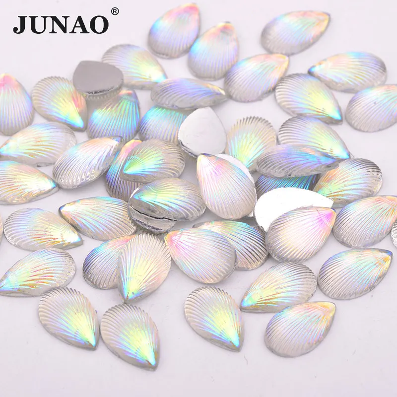 8X13mm Crystal AB JUNAO 7x15 мм розовые AB Стразы «лошадиный глаз» аппликация с плоской задней частью из смолы, драгоценные камни, украшение из кристаллов, не исправляющие стразы, бусины для рукоделия - Цвет: 8X13mm Crystal AB