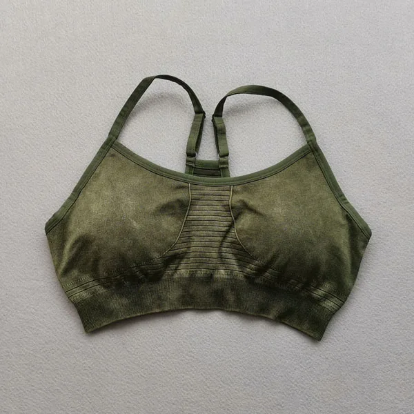 Army green top Бесшовный комплект для йоги, женская одежда для фитнеса, спортивный бюстгальтер с высокой талией, леггинсы для спортзала, женские спортивные костюмы из 2 предметов - Цвет: Army green top