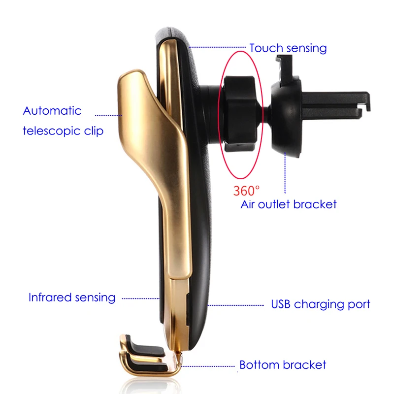 Qi быстрая Беспроводная зарядная станция 10 Вт R1 автоматическое зажимное