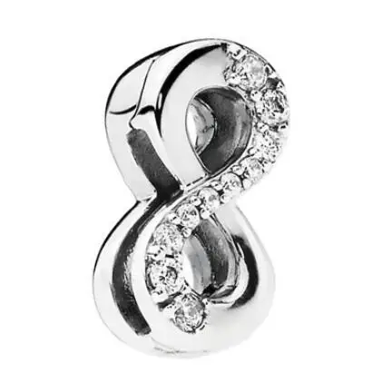

Genuine 925 Sterling Silver Charm Reflexions Sparkling Infinity Clip With Crystal Beads Fit Pan Bracelet & Bangle Jewelry