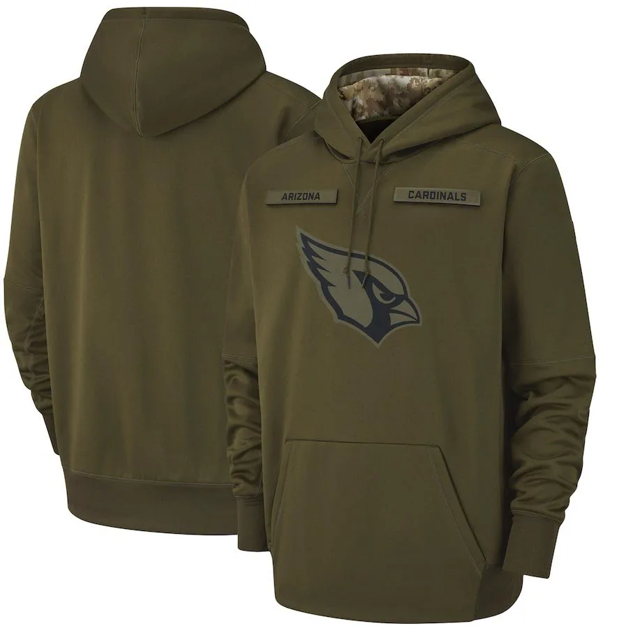 

Arizona Salute to Service Cardinals Men Olive Sideline Therma Performance Pullover Hoodie