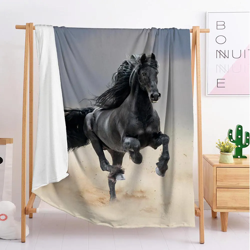 

Dark horse animal Custom blankets Large and small size throw blanket tapestry sleeping blanket soft flannel blanket bedding