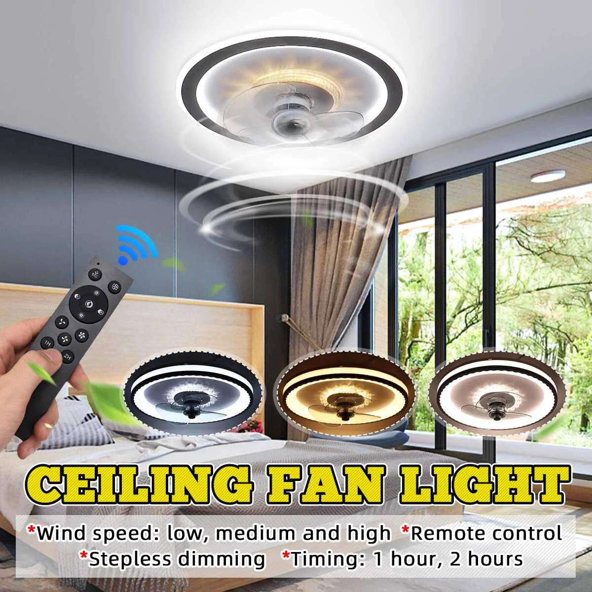 

Modern LED Ceiling Lights Ceiling Fan Lamp Led Ceiling Fan with Lights Remote Control Dimmable Fan Light Adjustable Wind Speed