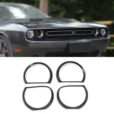 

ABS Front Head Light Lamp Cover Trim 4pcs For Dodge Challenger 2015-2019