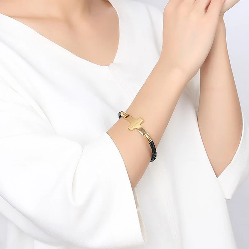 Vnox повседневные мужские боковые рандомные черные плетеные кожаные ремешки на