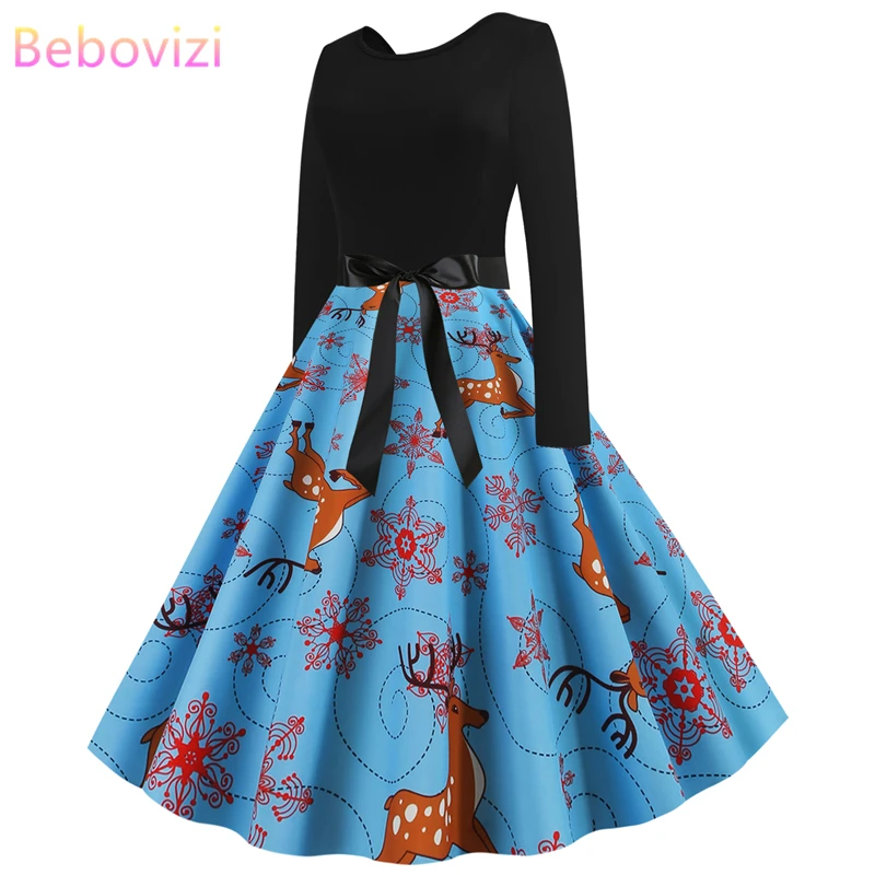 Bebovizi новые зимние платья для женщин 2019 Рождество размера плюс черный Бандажное