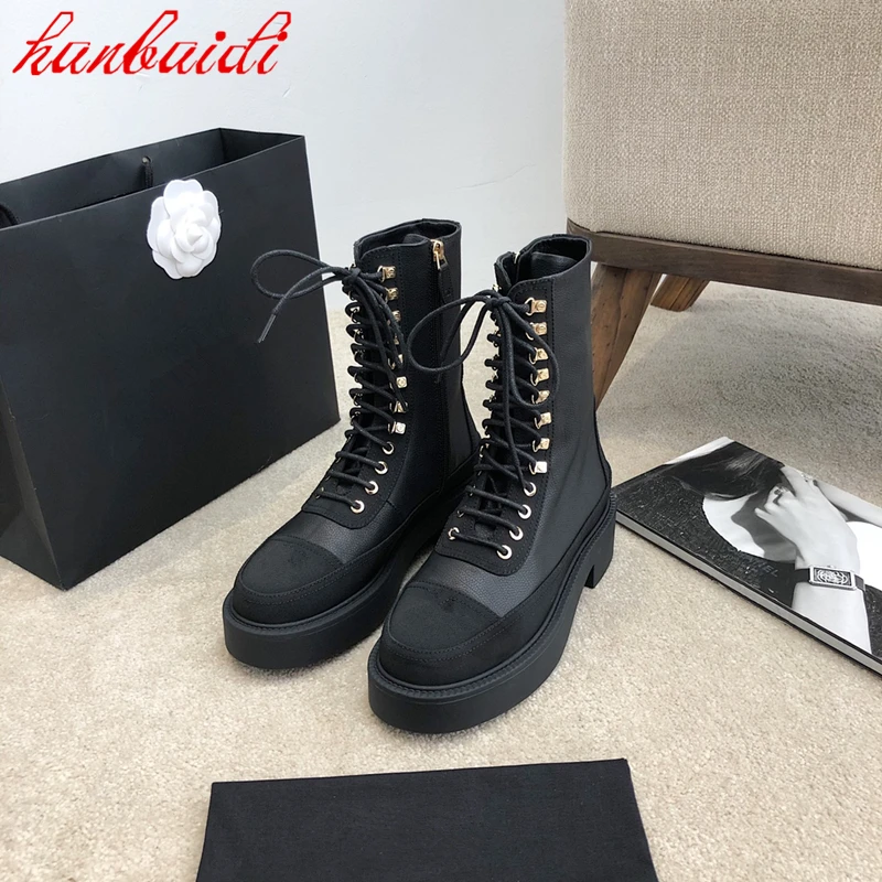 

Новые Черные Ботинки Martin на платформе, женские зимние короткие ботинки, модная повседневная обувь с металлическим украшением, мотоциклетны...