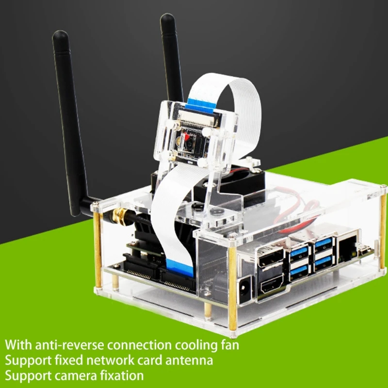 

Acrylic case for NVIDIA Jetson Nano B01 & A02 - includes fan and camera holder (Jetson Nano, camera not included)