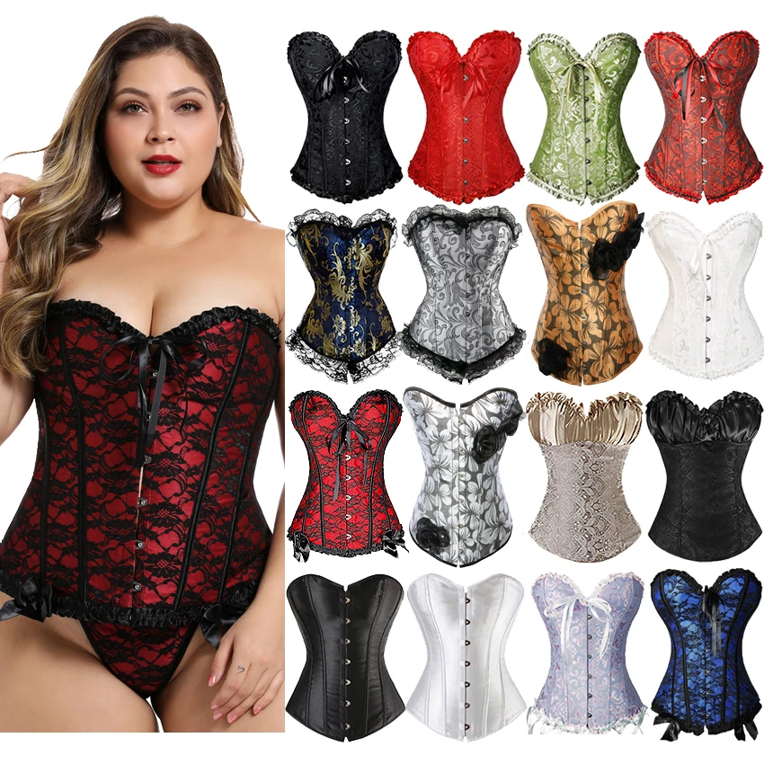 

Plus Size Bustier Corsets Gothic Lace Up Binders and Shapers Overbust Body Shapewear Women Sexy Slimming Waist Trainer Boned 6XL