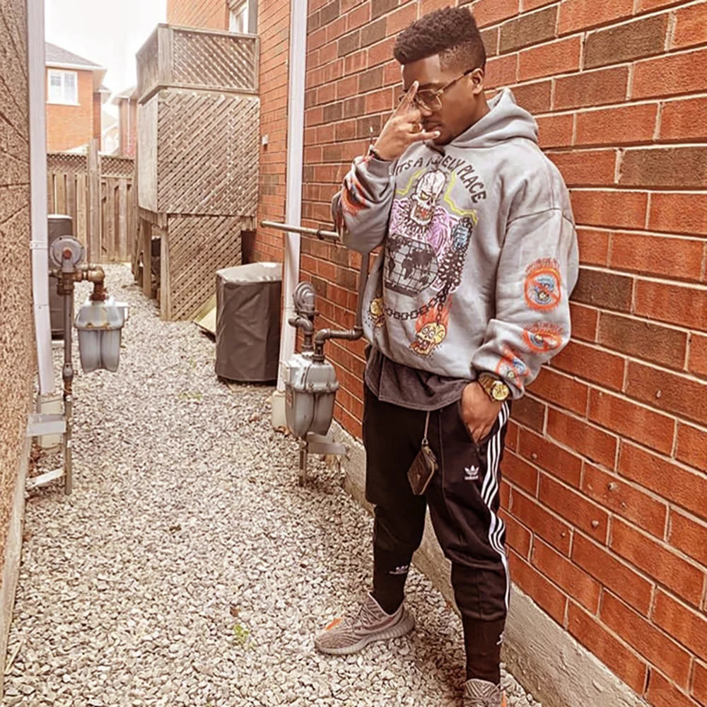 

Autumn cotton Harajuku graffiti hoodie sweatshirt men's hip-hop pullover hoodie streetwear casual fashion clothes fashionable