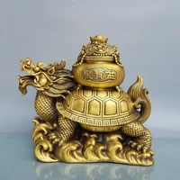 home decor 14 chinese seikos bronze dragon turtle statue carved dragon head turtle body carry ingot treasure bowl lucky fortune