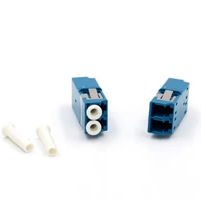 100pcs LC UPC duplex Single mode flangeless fiber optic adapter Blue LC ftth coupler DX without flange  free shipping IL<0.2dB