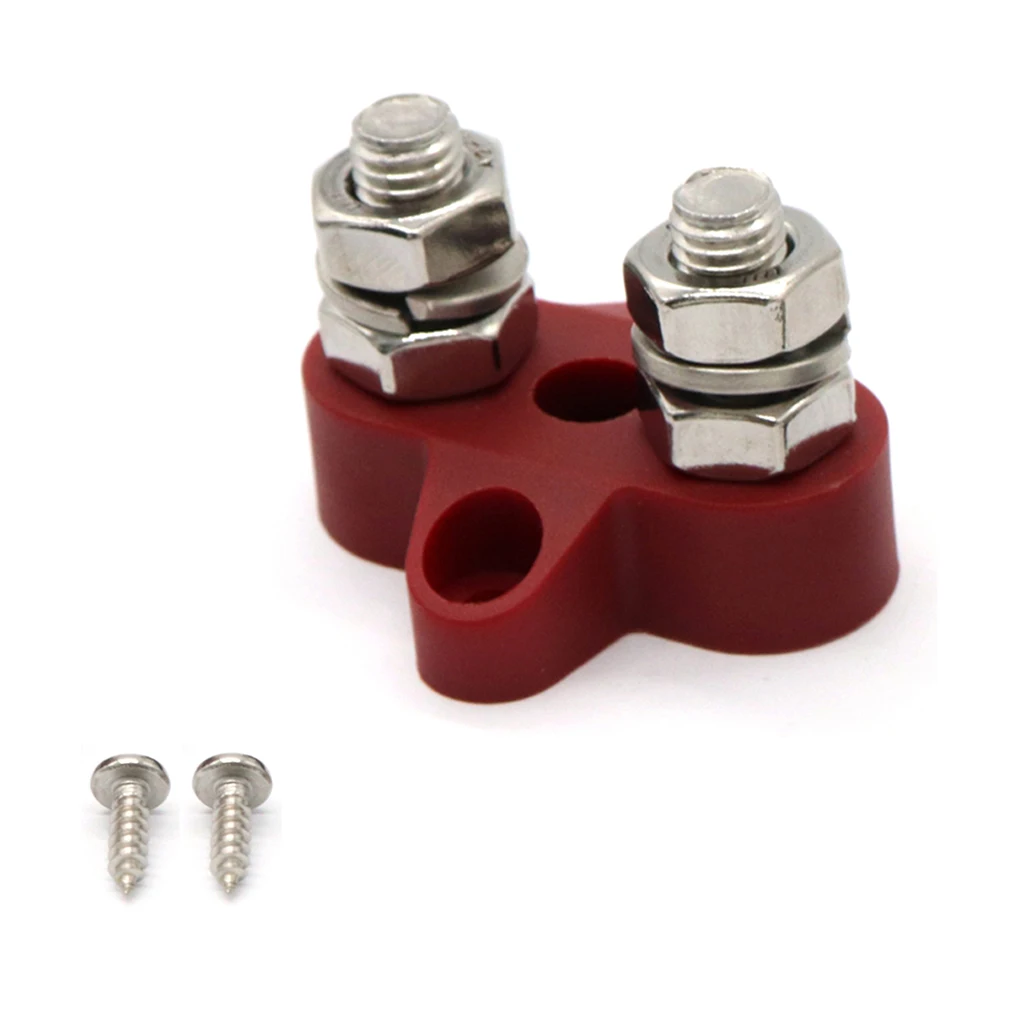

5/16 Inch Stainless Steel Dual Stud Power Junction Block - Red