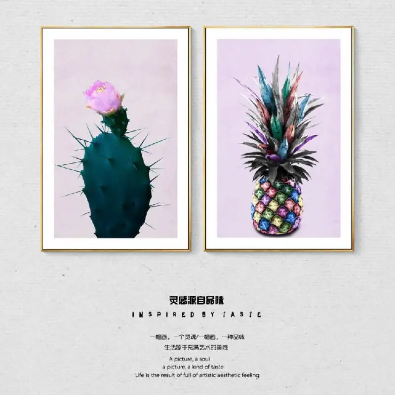 

Nordic Fresh Fruit Plants Picture Wall Art Flower Colorful Pineapple Cactus Home Poster Print Canvas Painting For Living Room