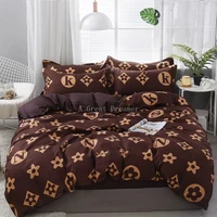 luxury coffee print bedding set simple duvet cover sheet set with pillowcase 34pcs bedclothes twin full queen kids adults