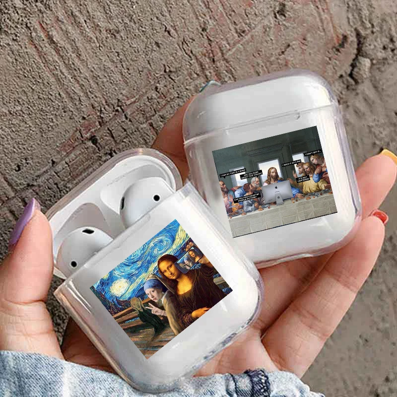 Жесткий чехол для Apple Airpods Pro 3 2 1 креативный с абстрактным рисунком прозрачный