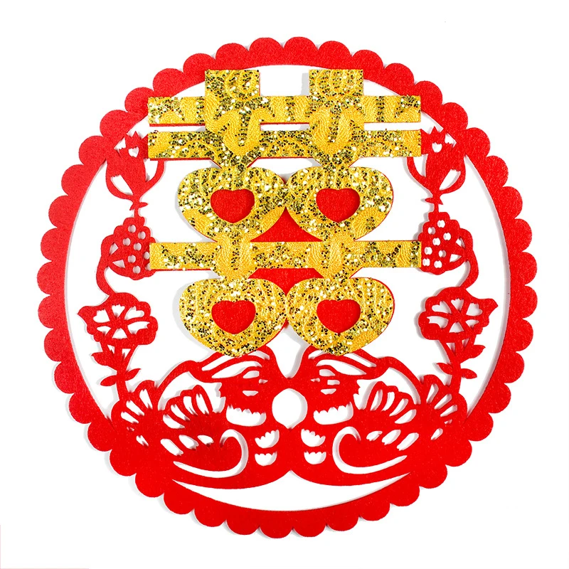 Свадебные принадлежности нетканые ткани Красное золото двойное счастье для