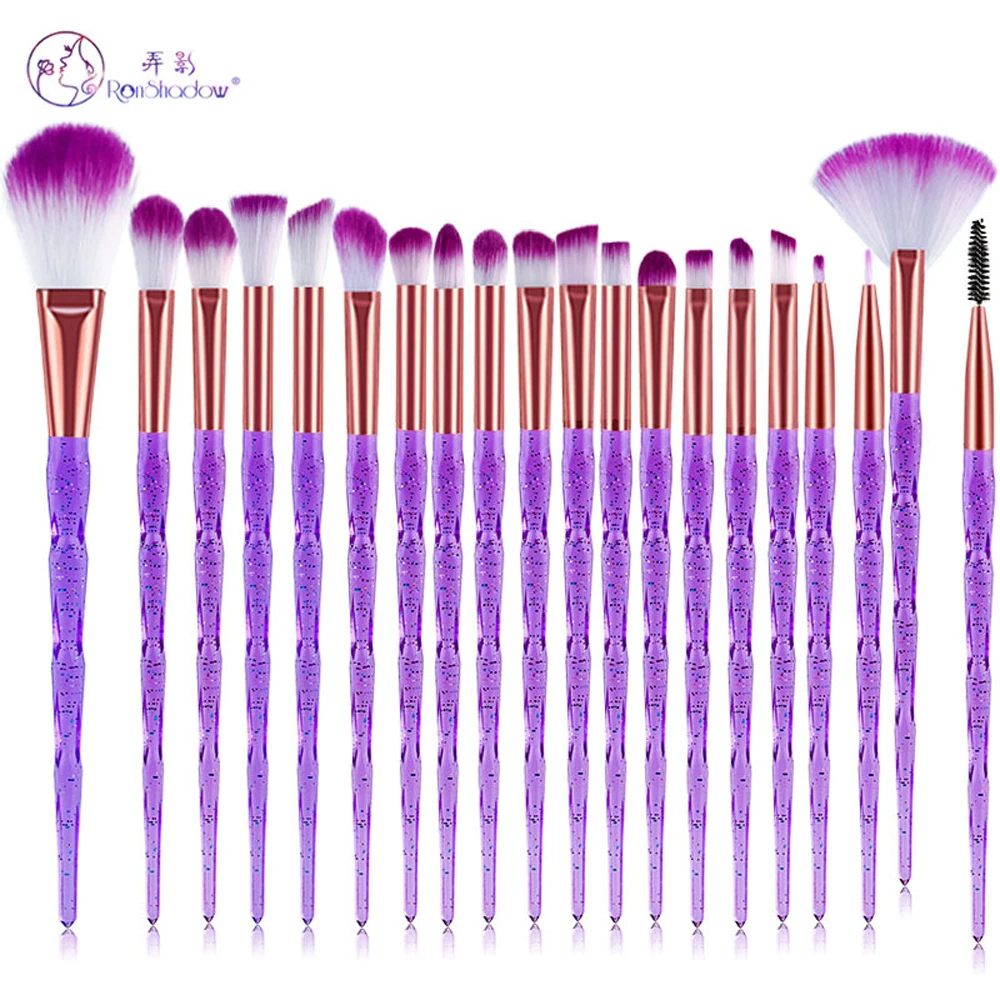 20 шт. набор кистей для макияжа с бриллиантами пудра основа румяна бровей тени век