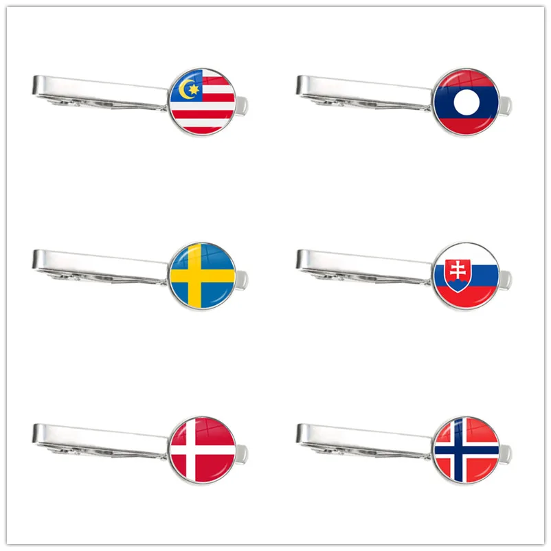 

Малайзия, Лаос, Дания, Норвегия, Швеция, Словакия, Национальный флаг, стеклянный кабошон, галстук для мужчин, подарок мужчине