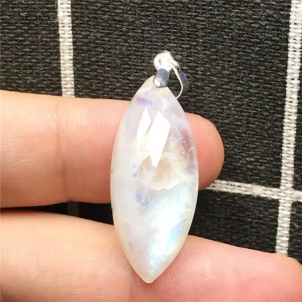 Естественный синий свет лунный камень кулон ювелирные изделия для женщин леди