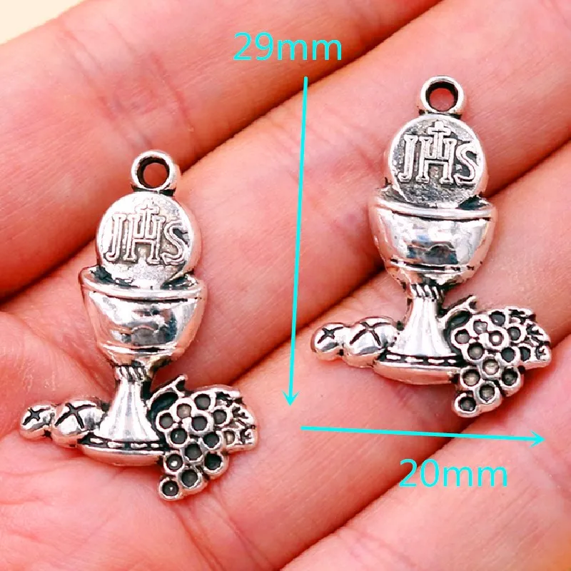 10шт Серебряный Покрытый Оберег JHS Вино Святой Грааль Металлический Подвеска Винтажные Серьги Браслет DIY Ювелирные Ремесла Изделия 29*20мм A2297 on.