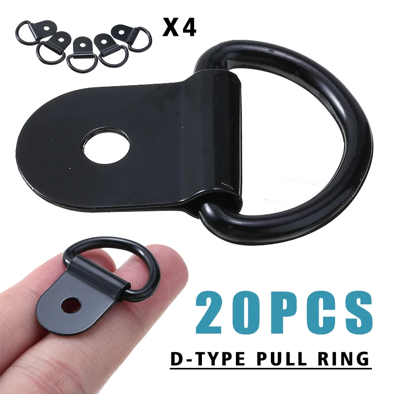 

20pcs Car Tie Down Anchors Ring D-ring Stainless Mount Cargo Tie Down Ring For Bikes ATVs Motorcycles Accessories