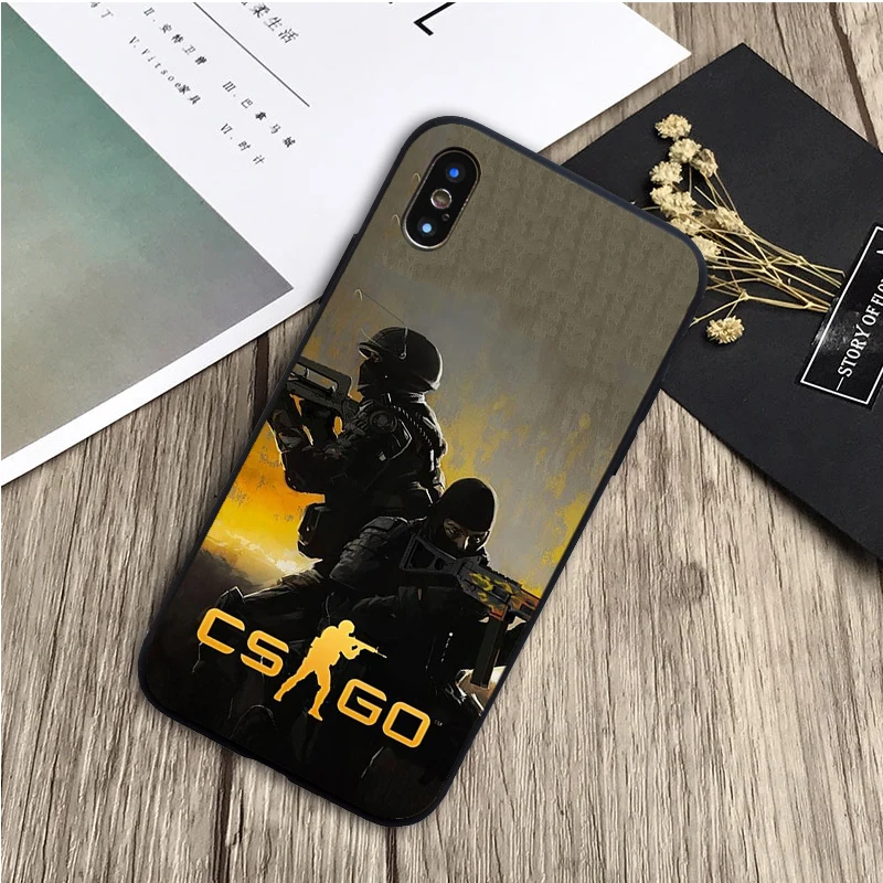 CS GO пистолет черный силиконовый чехол для мобильного телефона iPhone 12 XR XS Макс 5 5S SE