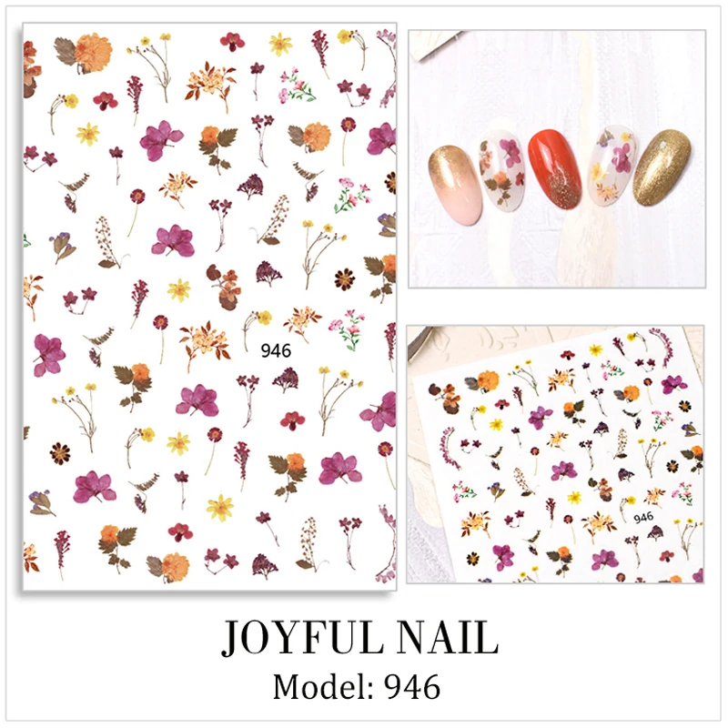 

10PCS 3D Japanese Flower Nail Art Sticker DIY Dried Flower Comes with Adhesive Nail Art Decoration Decal
