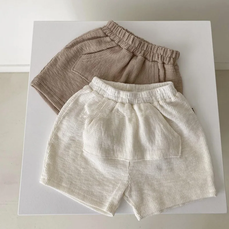 Pantalones cortos de algod&oacute;n para beb&eacute;s, ropa de verano acanalada, transpirables, 6, 12 y 18-0