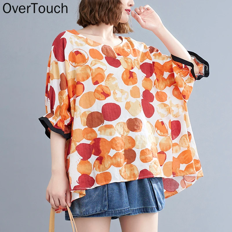 

Plus Size Women T-Shirt Tops Vintage Print Loose Summer 2021 Basic Lady Tees Shirt Oversize Blouse Cotton Tunic Clothing