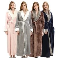 long bath robe for womens soft warm fleece plush bathrobe ladies sleepwear pajamas housecoats winter shower nightgown nightwear