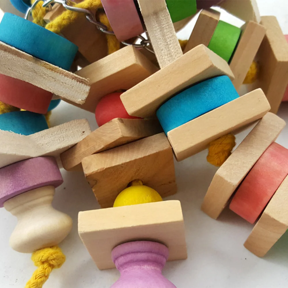 

Parrot Ladder Chewing Birds Multicolor Blocks Hanging Ladder Parrot Creative Biting Plaything