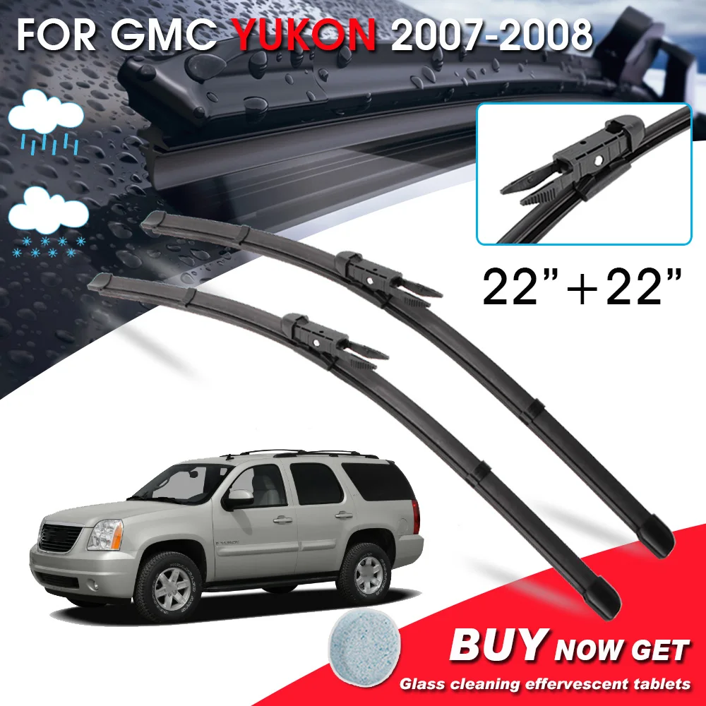 

BROSHOO Car Front Window Windshield Wipers Blade For GMC Yukon 22"+22" LHD&RHD Car Model Year 2007-2008 Auto Accessories