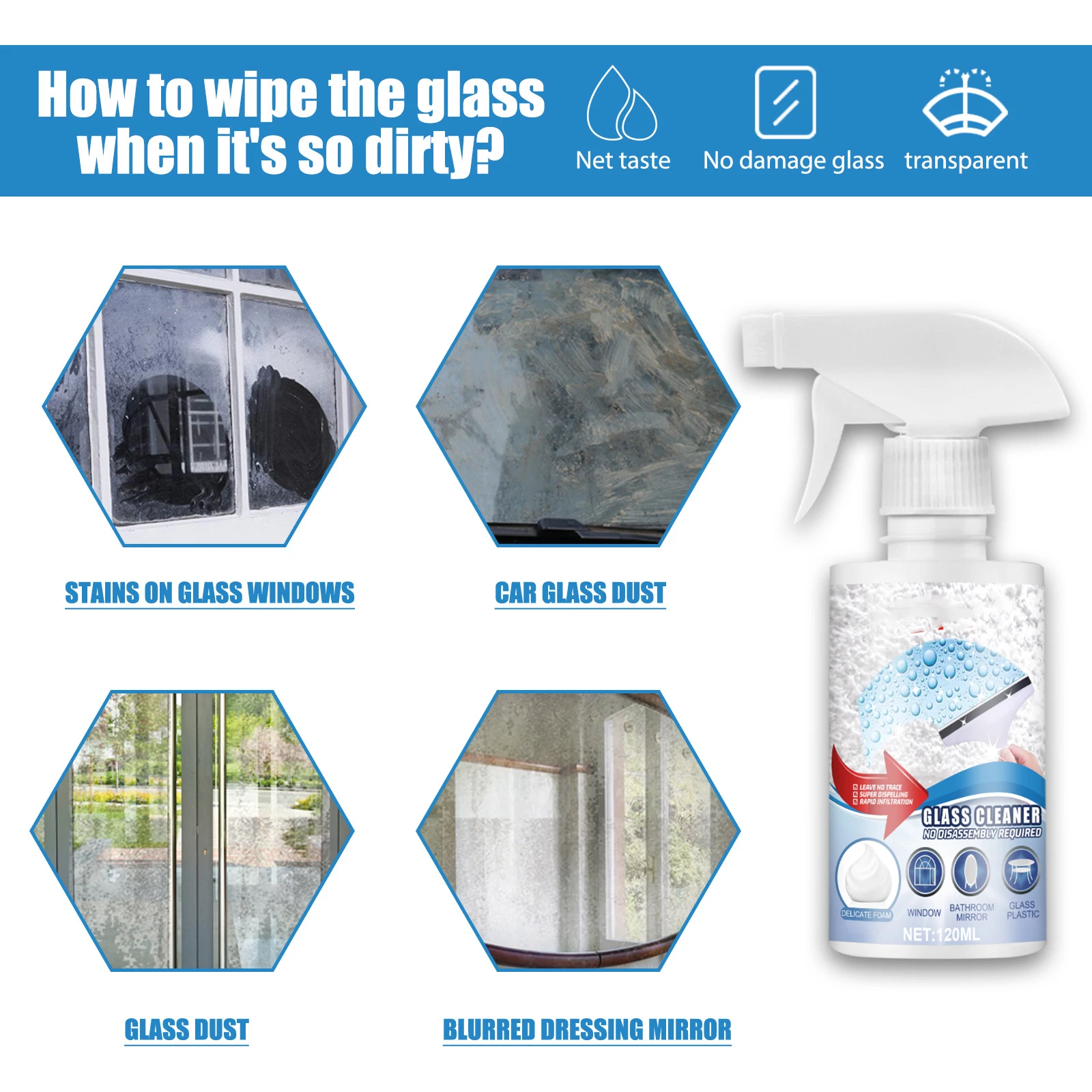 

Foam Cleaner Multi-Purpose Cleansing Bubble Washing Cleaning for Home Kitchen Bathroom Car Glass 60/120ml пенообразователь