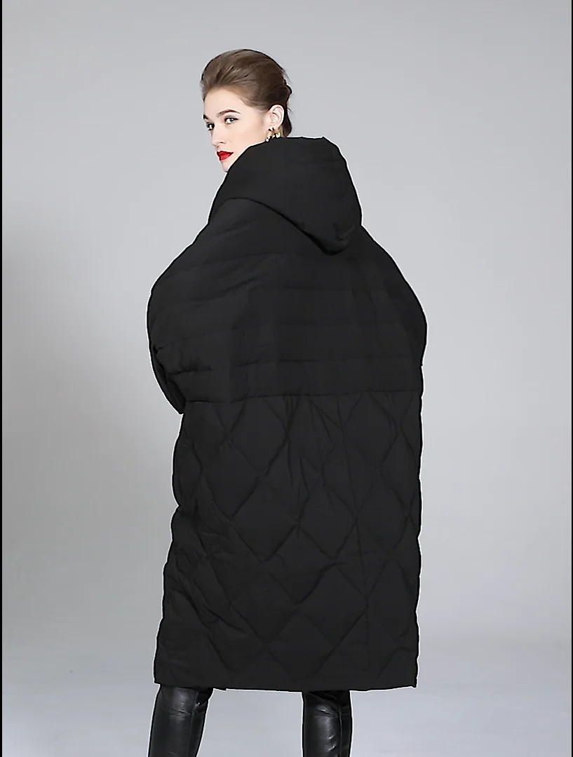 Loose Winter Black Oversize Women Down Jacket Long Lady White Duck Down Clothes High Quality Female Comfort Warm Hooded Overcoat enlarge