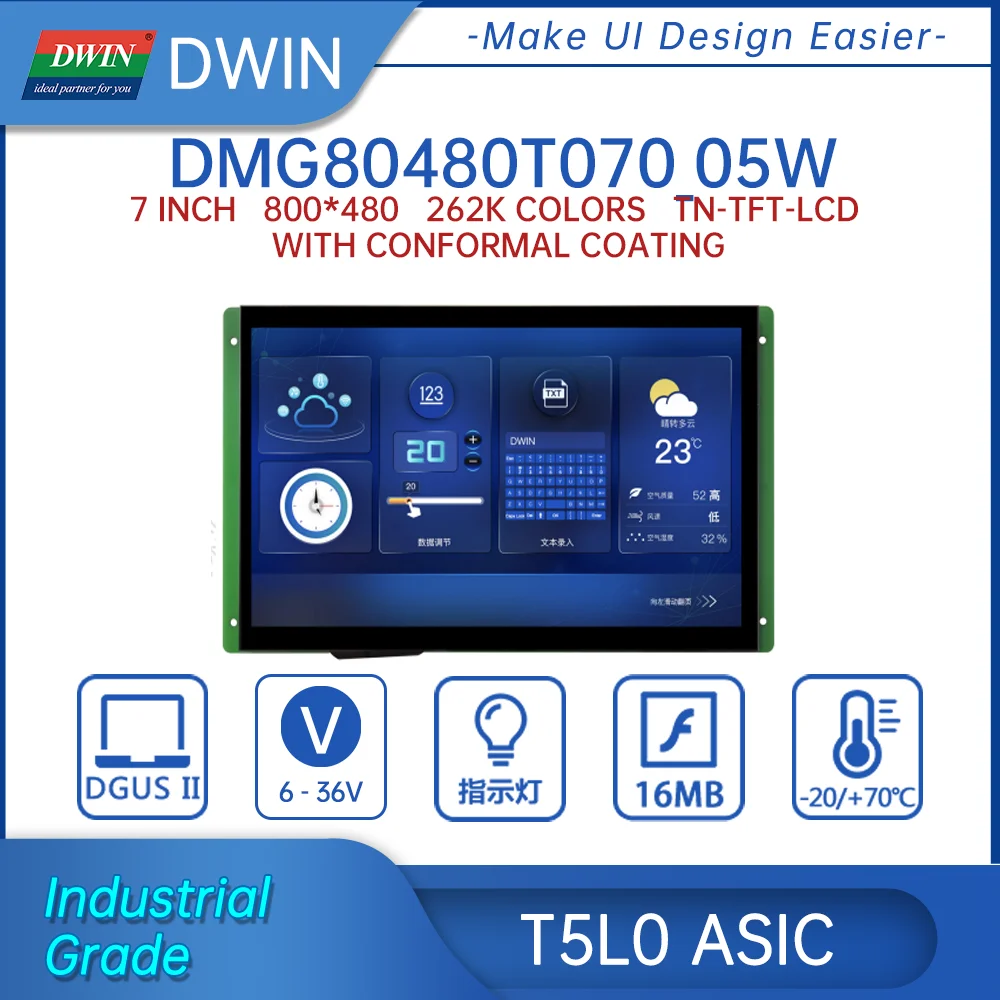 

New Arrival 7 Inch LCD Module 800*480 Industrial Grade Smart Display CTP/RTP Intelligent Screen With Conformal Coating