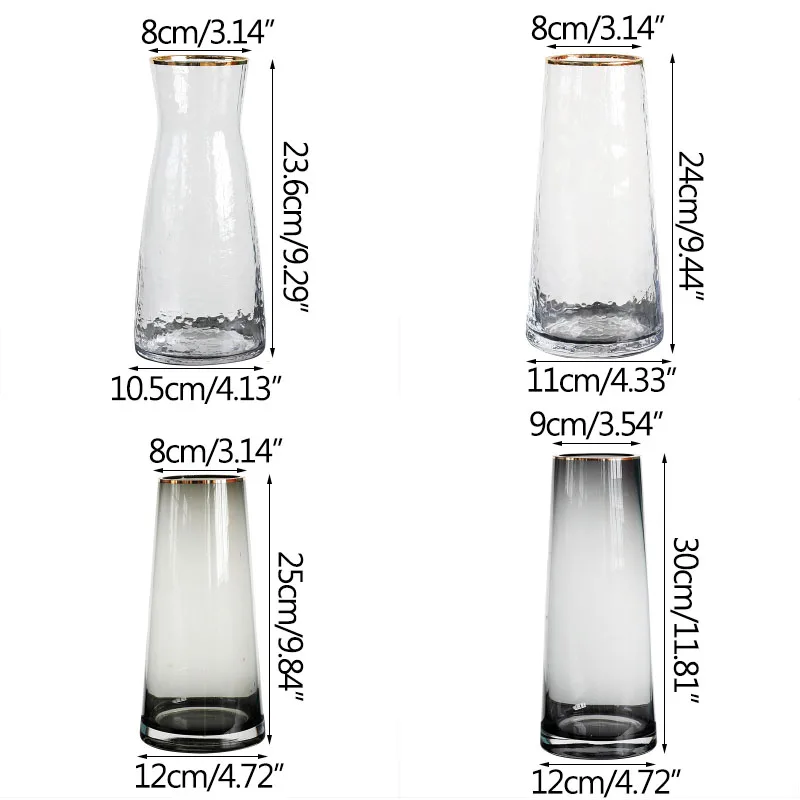 

Nordic Transparent Golden Rim Glass Flower Vase Home Decoration Modern Art Flower Vase Plant Holder Desk Hydroponics Decor