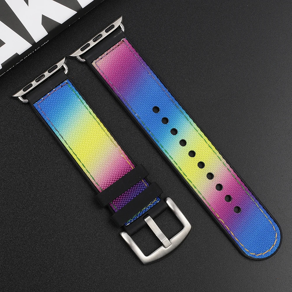 Ремешок нейлоновый силиконовый для Apple Watch модный браслет iWatch 4 Band 42 мм 44 38 40 5 3 2 1 # E