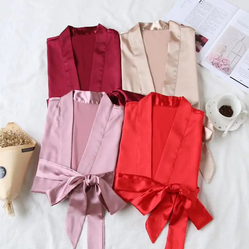 

Summer Champagne Chinese Bride Wedding Robe Satin Sleepwear Women Nightgown Sexy Nightdress Lady Kimono Bathrobe Gown Negligee