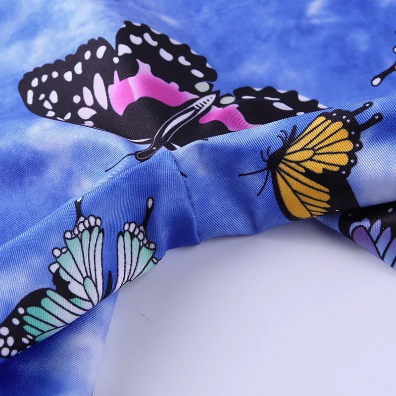 

2020 European And American New Style Tie-Dye Rompers Jumpsuit Butterfly Print Stretch Sling Jumpsuit
