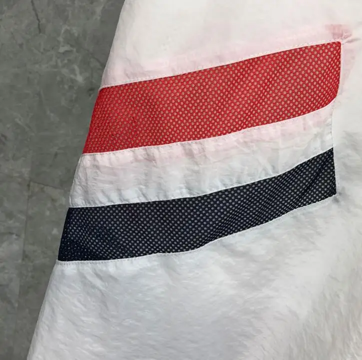 

2021 Fashion TB THOM Brand Casual Shorts Men Summer Patchwork Beach Shorts Sports Trousers Striped Panelled Jogger Track Shorts