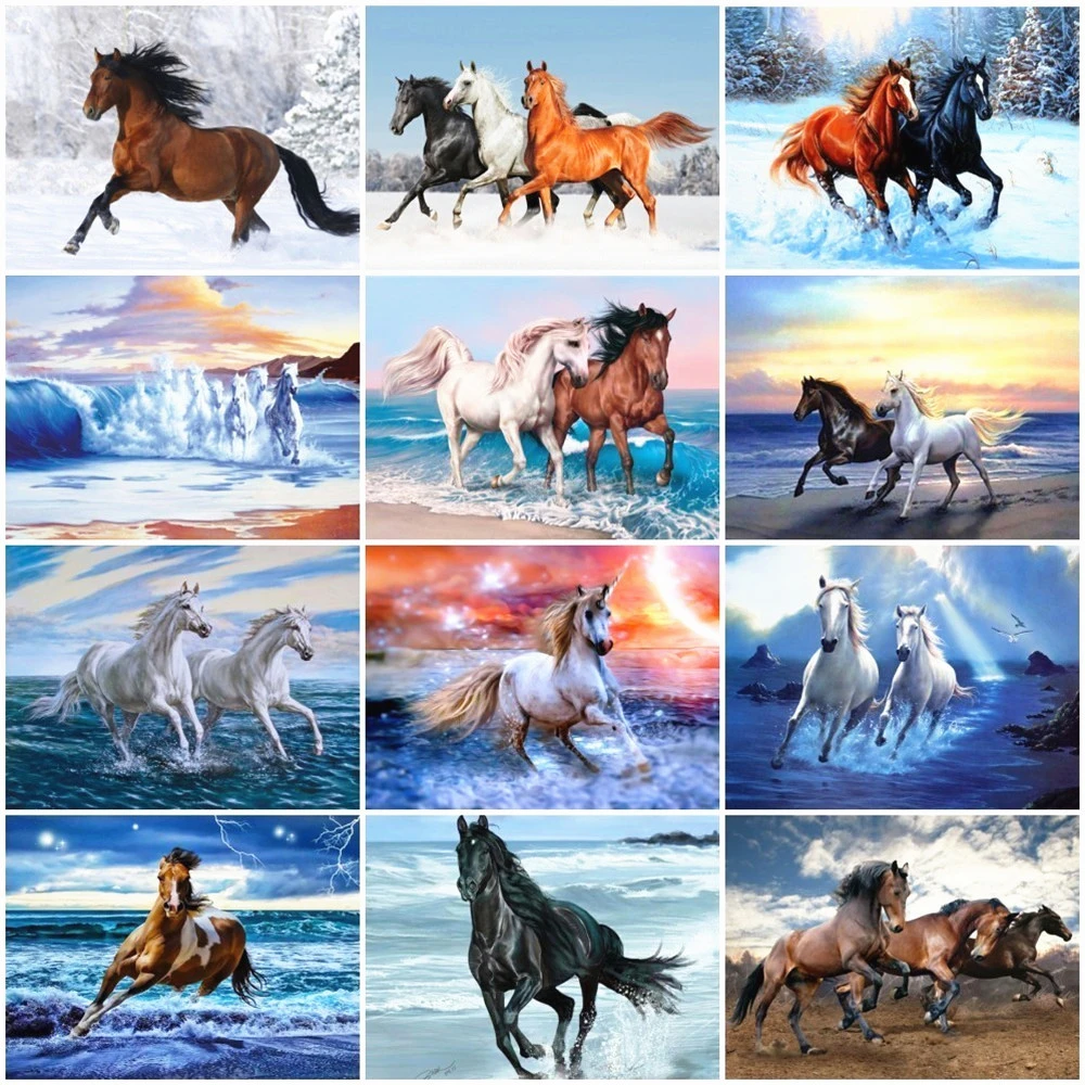 Алмазная вышивка Huacan Horse полный дисплей мозаика продажа животные крестом