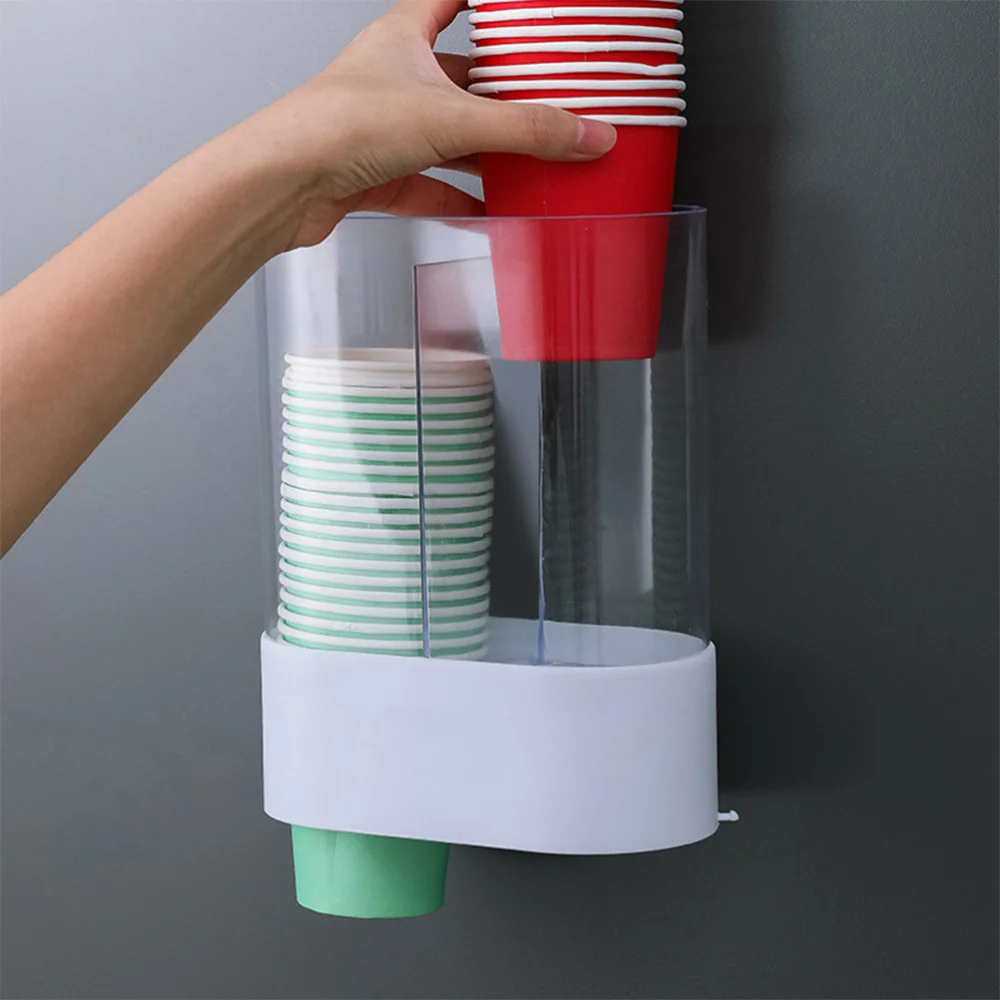 

Wall Mount Single Water Cup Dispenser Type Disposable Paper Cup Dispenser Beverage Cup Holder (White)