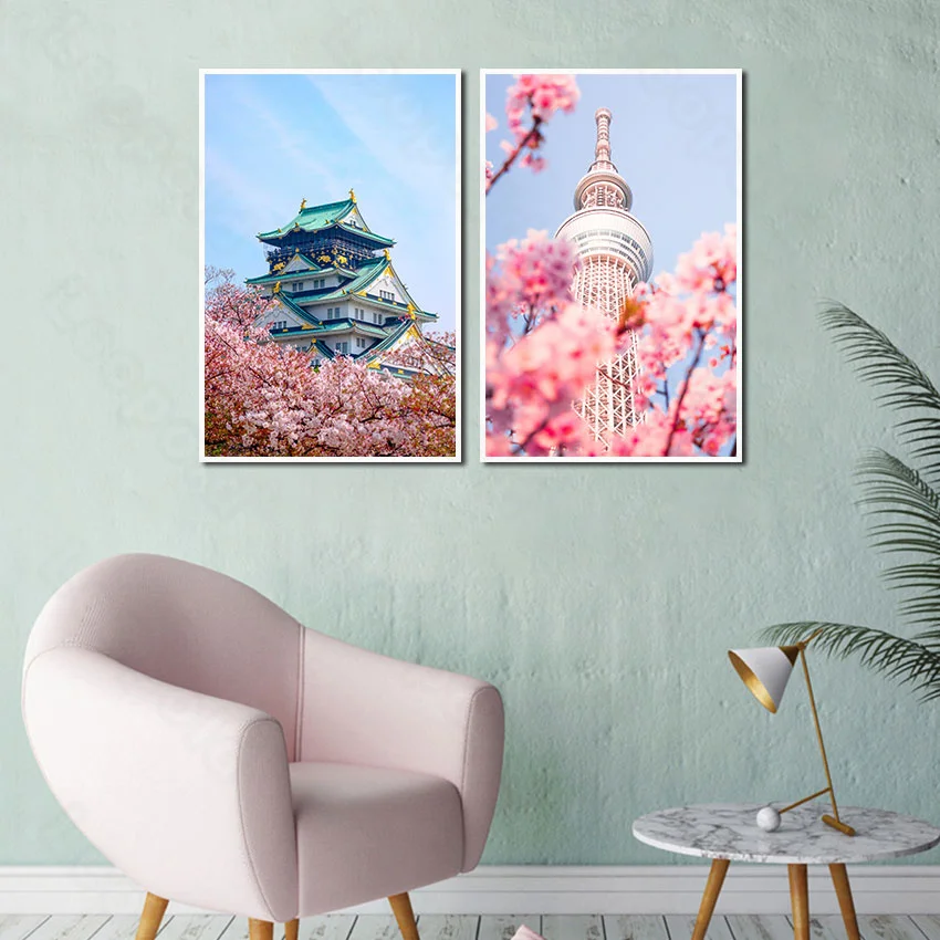 

Modern Art Decorative Painting Carton Painting Artistic Ancient Pagodas and Iron Towers Poster for Living Room and Bedroom Decor