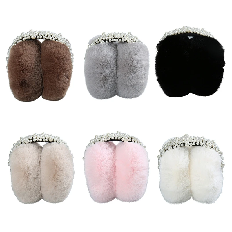 

Soft Plush Earmuff Multicolor Elegant Pearl Bead Ear Warmers Winter Ear Muffs for Women Girls Winter Earmuffs For Kids